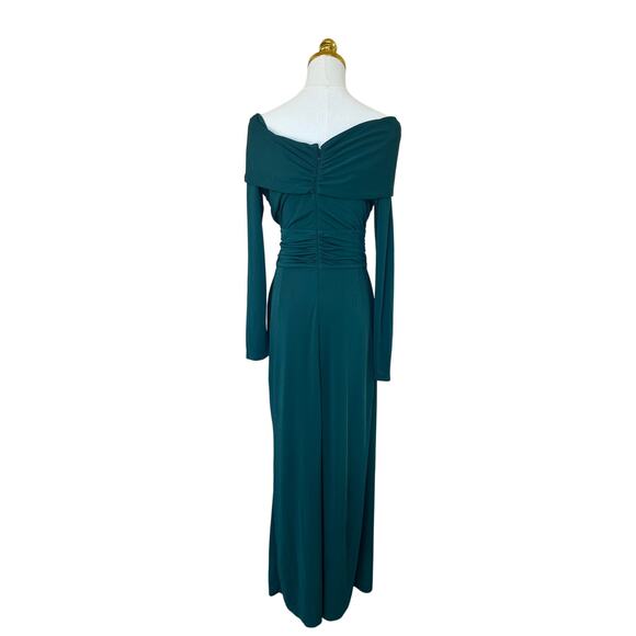 Zac Posen Green Off Shoulder Gown Size 10 Bodycon Slit Formal Flattering $600 - Picture 12 of 13